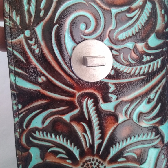 Patricia Nash P815133 Tooled Turquoise Leather Canicella Crossbody Purse… - Picture 6 of 15